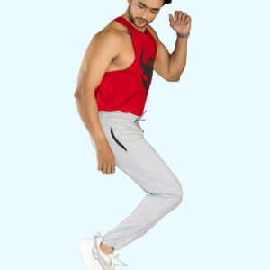 ADONiS Men’s Cotton Track Pants – stretchable, breathable activewear with drawstring waistband and side pockets, ideal for gym, jogging & casual wear. Grey