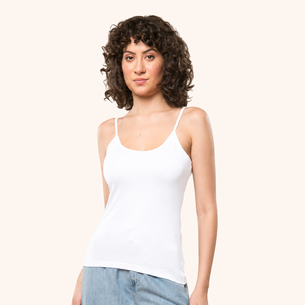 FONT Aphro Women’s Short Camisole with Fixed Noodle Strap | Stretchable Cotton Tank Top for Women - Image 1