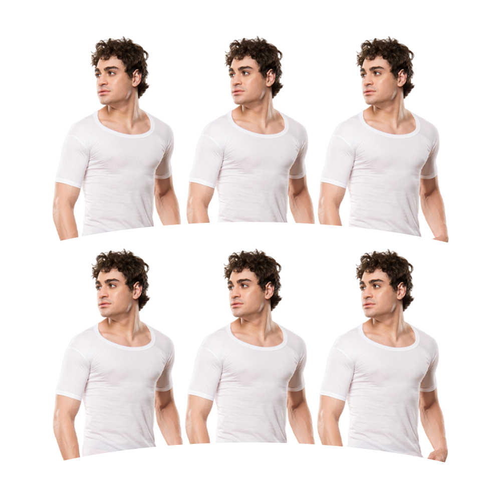 PAK6_NWDSN ADONiS Men's Half Sleeve White Vest | Premium Cotton Innerwear for Men | Soft Breathable Flexible Undershirt | Comfortable Round Neck Vest for Daily Wear - Image 1