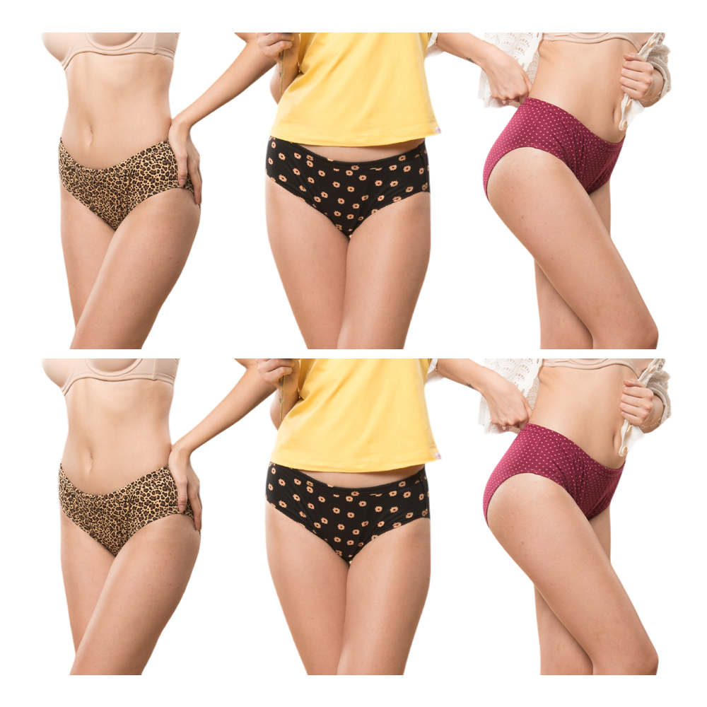 Aphro Women’s Printed Bikini Panties | Soft Cotton Rich Stretch Fabric | Inner Elastic Waistband | Assorted Colours & Attractive Prints | Comfortable Daily Wear Ladies Underwear
